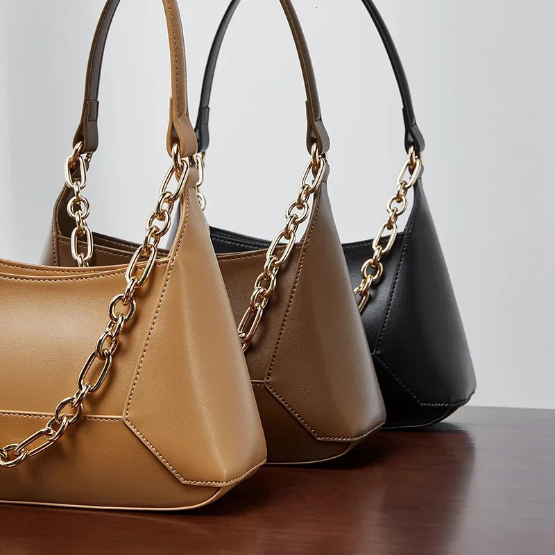 New Women's Genuine Leather Designer Shoulder Bags Chain Splicing Crossbody Bag High Quality Cowhide Wo