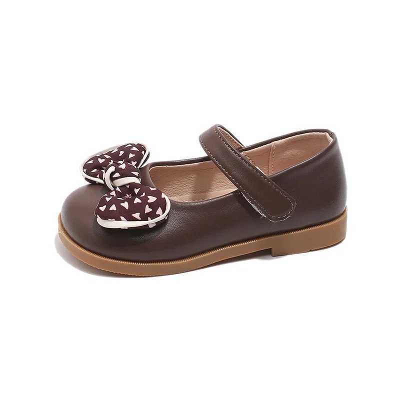 Girls dress shoes with bow tie childrens hook loop Mary Jens shoes autumn childrens girls flat princess shoes 26-36 beige M250103