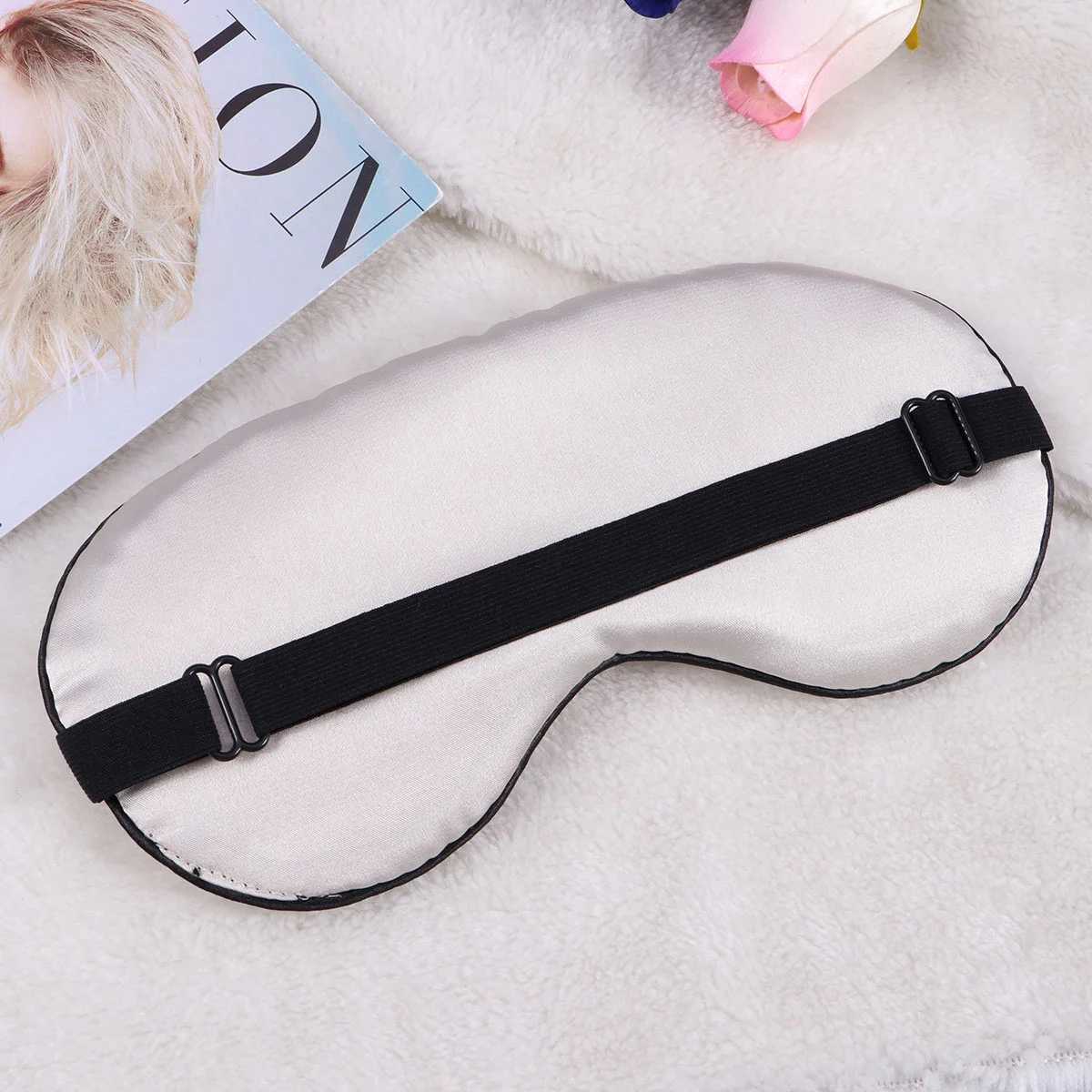 Silk Sleep Eye Mask Embroidery Eyeshade Large Blindfold Night Blinder for Men Women and s (Black and Black Inserted Line)XJ250103