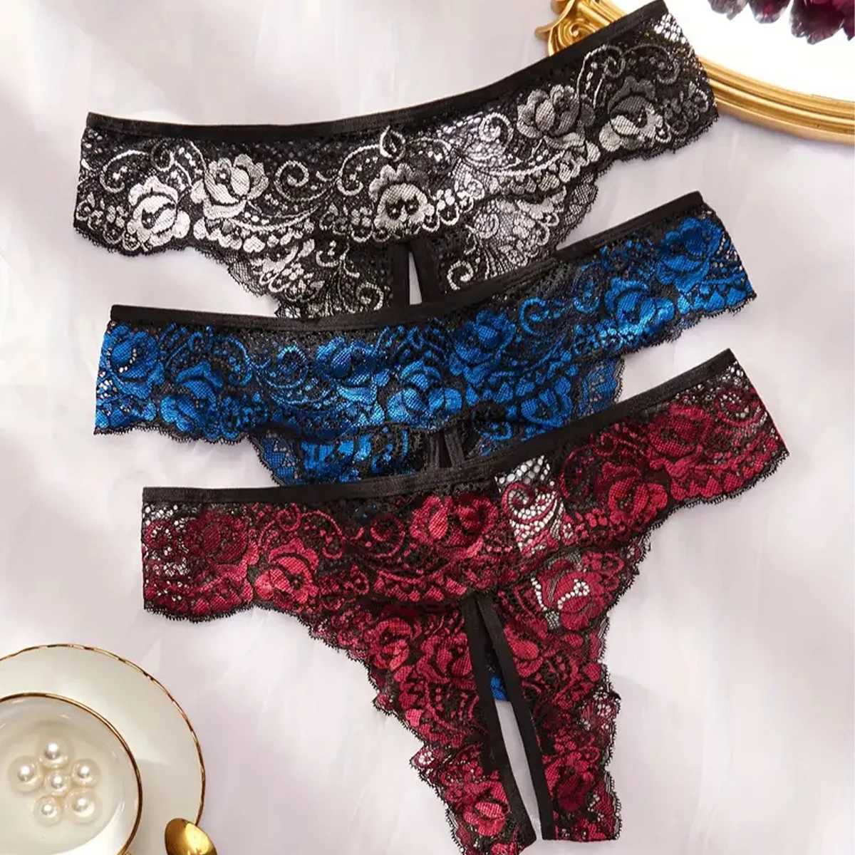 Sexy Crotchless Thongs Invisible Lace Underwear Women Comfortable Panties Intimates Underpants Low Waist Briefs Female LingerieXJ250103