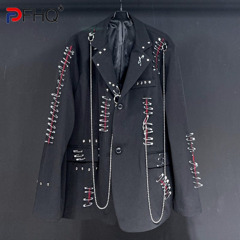 PFHQ Men's Original Worn Out Deconstruction Suits Outerwear Casual Pin Creativity Handsome Motorcycle Autumn New Blazers 21Z2083