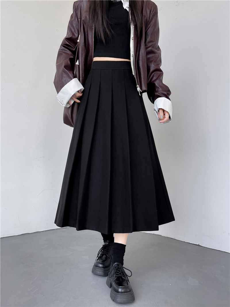 D16928 autumn and winter retro hot girl trend brand washed loose edge short round neck top skirt suit female