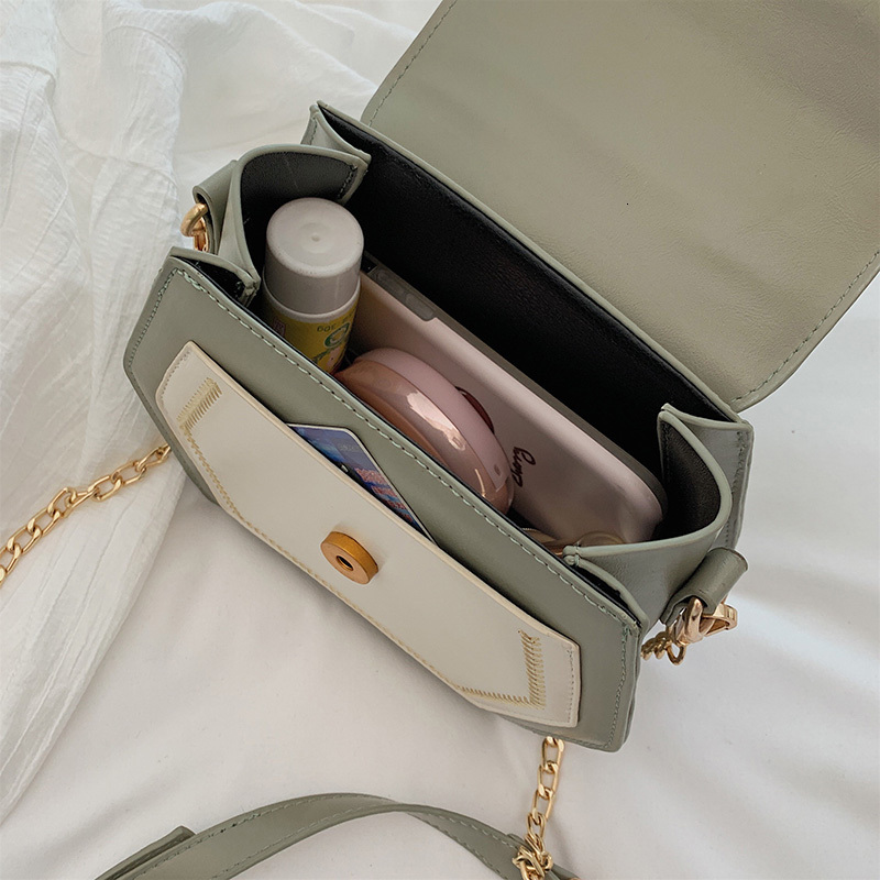 Contrast Color Niche Frosted Women's Polygonal Small Square New Versatile Chain Bag, Fashionable Shoulder Crossbody Bag