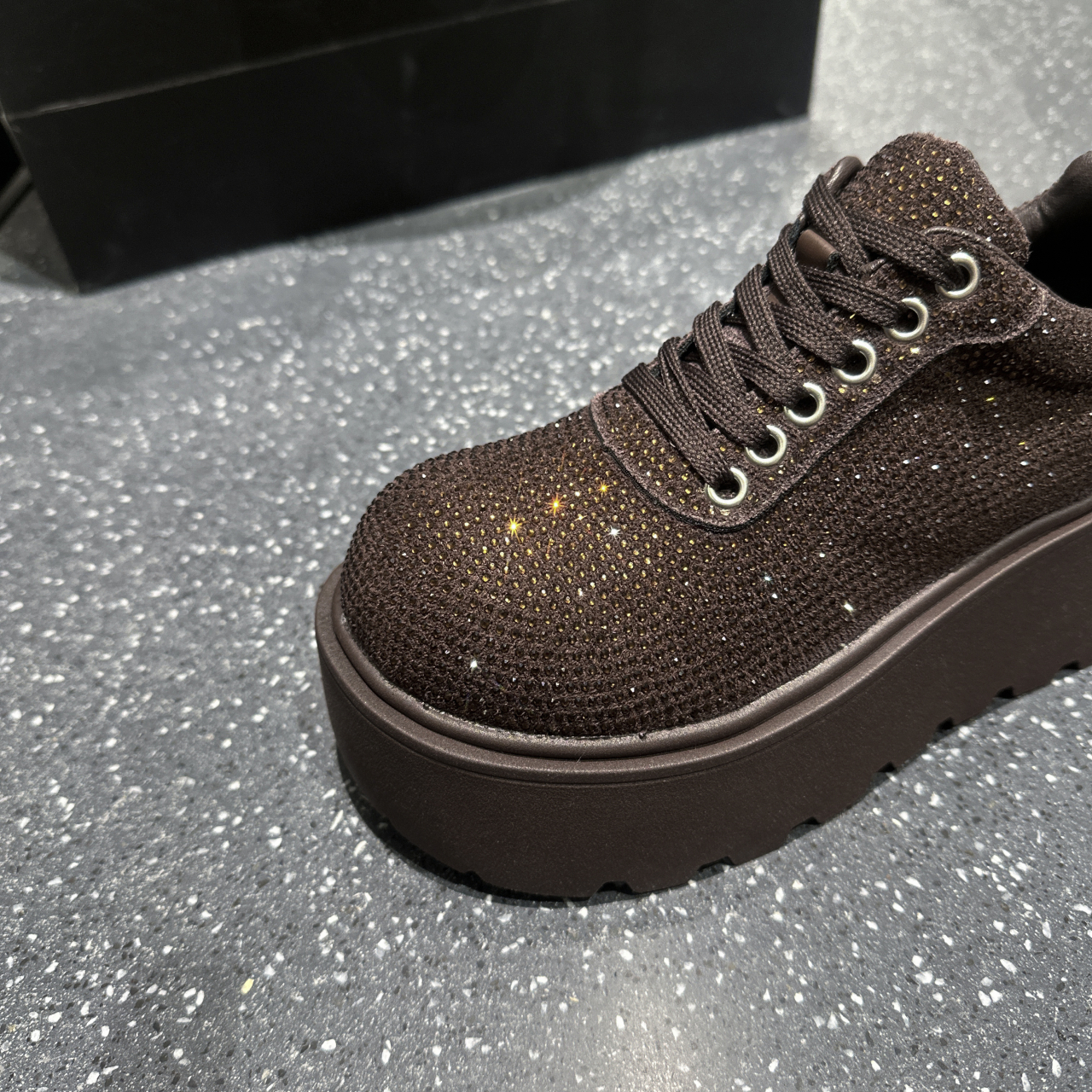 2025 Fashion Luxury Women's Shoes Lace up Women's Height Enhancement Sneakers Shining Water Diamond Vulcanized Shoes Designer Casual Sneaker