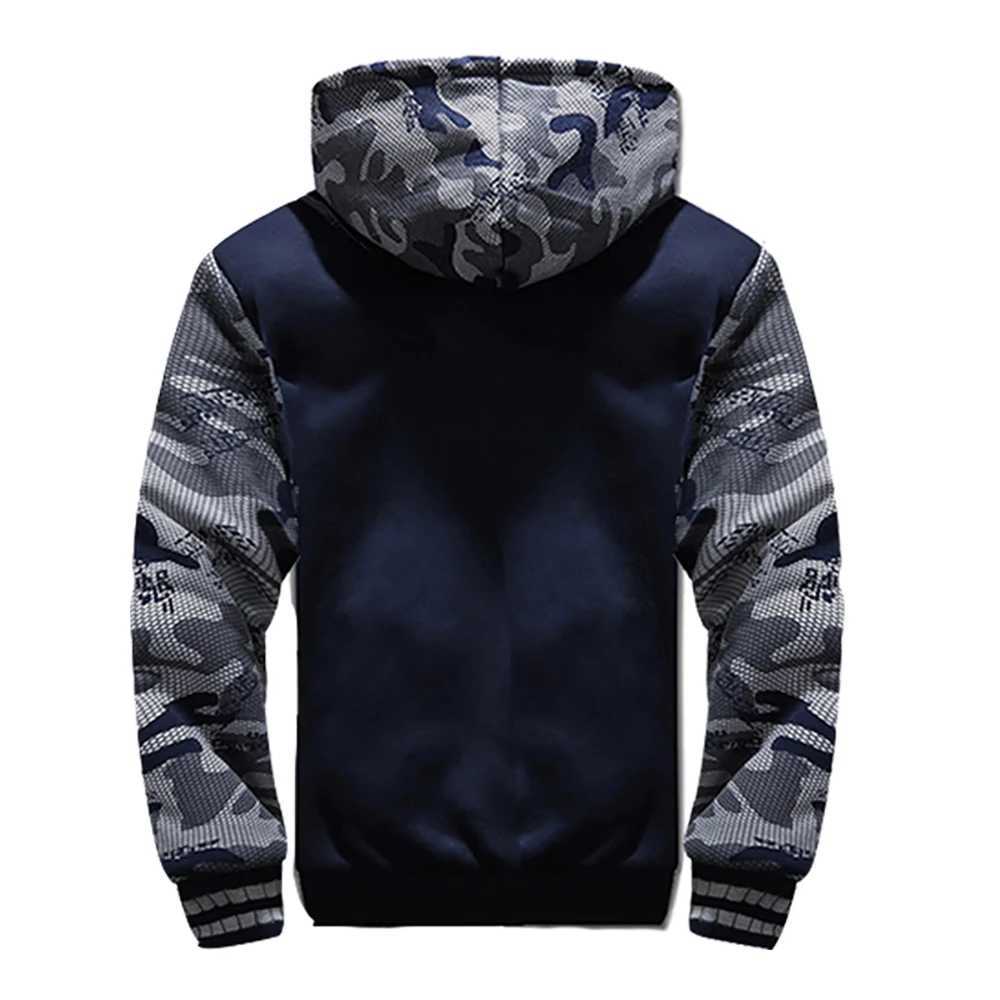 Mens camouflage thick winter jacket mens wool long sleeved jacket mens casual hoodie mens jacket W250103