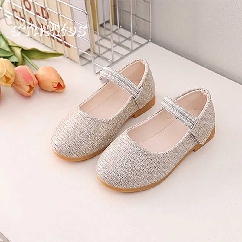 Shining gold silver purple embroidered ballet dancer shoes baby shoes round toes pearl strap Mary Jane childrens luxury sparkling party Zapatos M25010