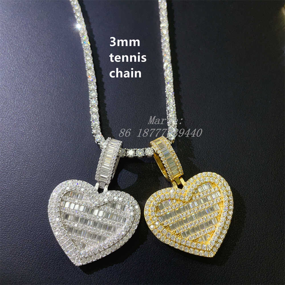 Wholesale price good quality silver 925 with baguette moissanite hip hop jewelry iced out custom pendant