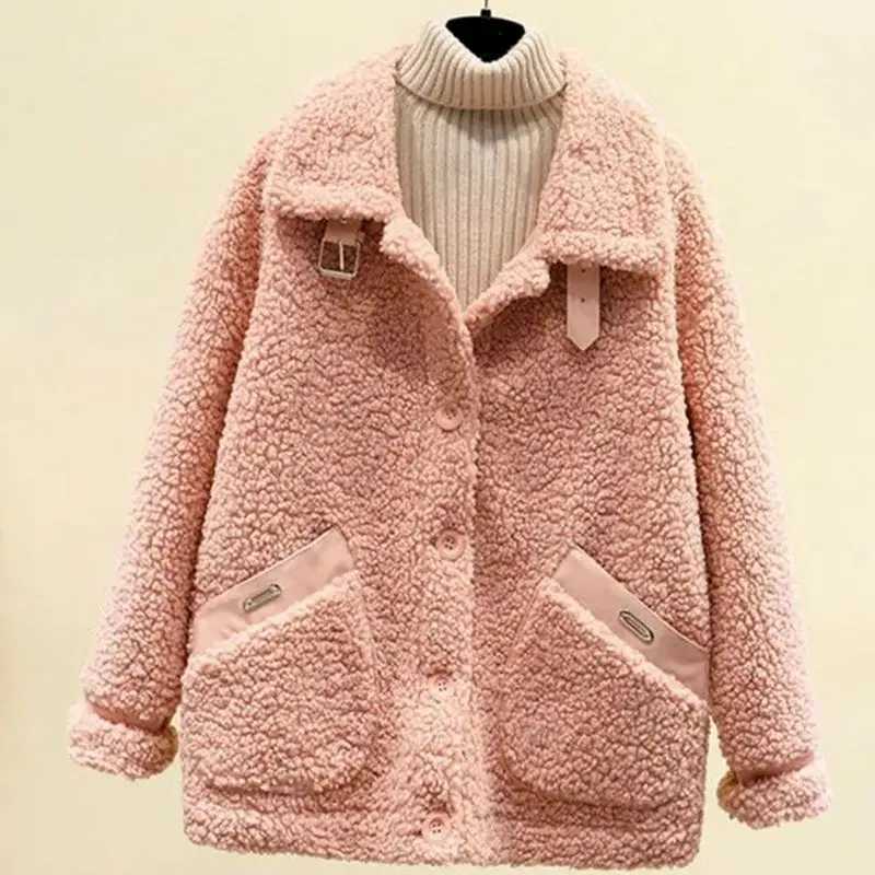 Fashion cashmere coat casual jacket womens new autumn and winter Korean style short sleeved polar wool coat womens jacket M250103