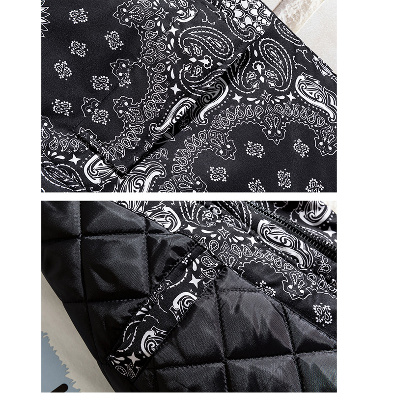 Men Parka Winter Jacket Thick Warm Casual Loose Harajuku Fashion Zipper Paisley Windproof Bubble Coat