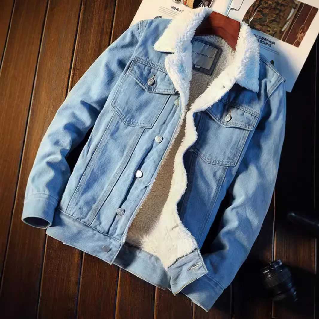 2024 Winter Wool Lined Thick Wool Denim Jacket Loose Suitable for Mens Fashion Japanese Brands W250103