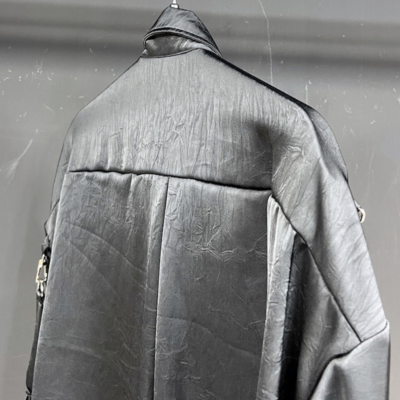 PFHQ Men's New Loose Shirts Long Sleeved Darkwear Single Breasted Ribbon Design Male Summer Lapel Advanced Outdoor Tops 21Z4467
