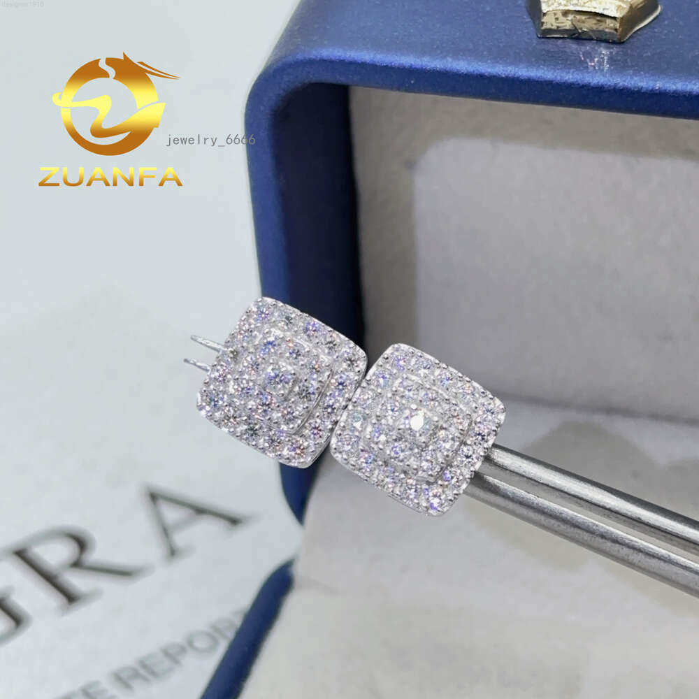 Hiphop Earrings Pass Diamond Tester 925 Sterling Silver Gold Plated Classic Moissanite Screw Back