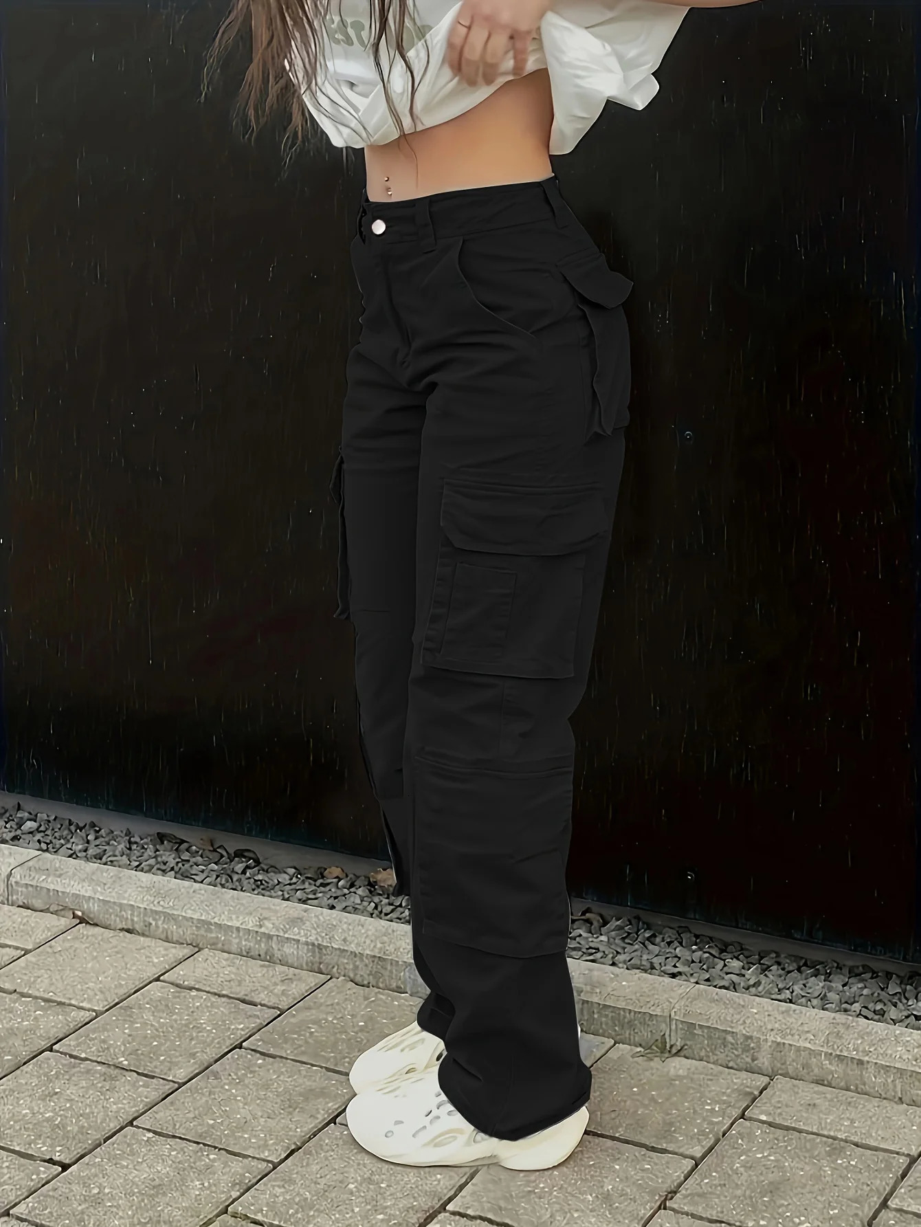 Y2K womens street hip-hop style high waisted fashionable trend workwear denim casual pants 250102