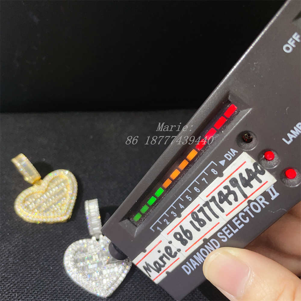 Wholesale price good quality silver 925 with baguette moissanite hip hop jewelry iced out custom pendant