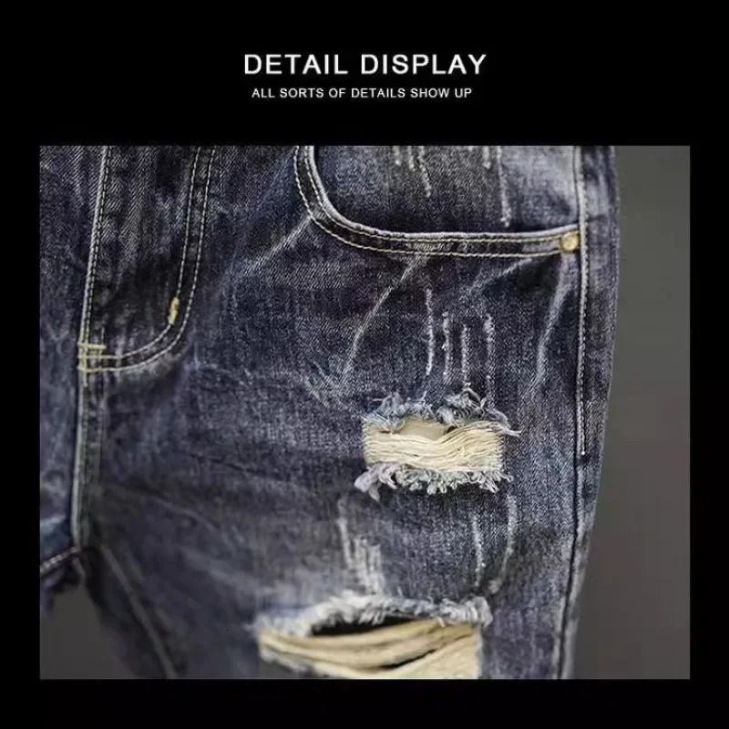 Vintage Japanese Style Mens Denim Shorts Casual Trendy Straight Leg Mid Waist Summer Trendy ed Five Piece Shorts250102