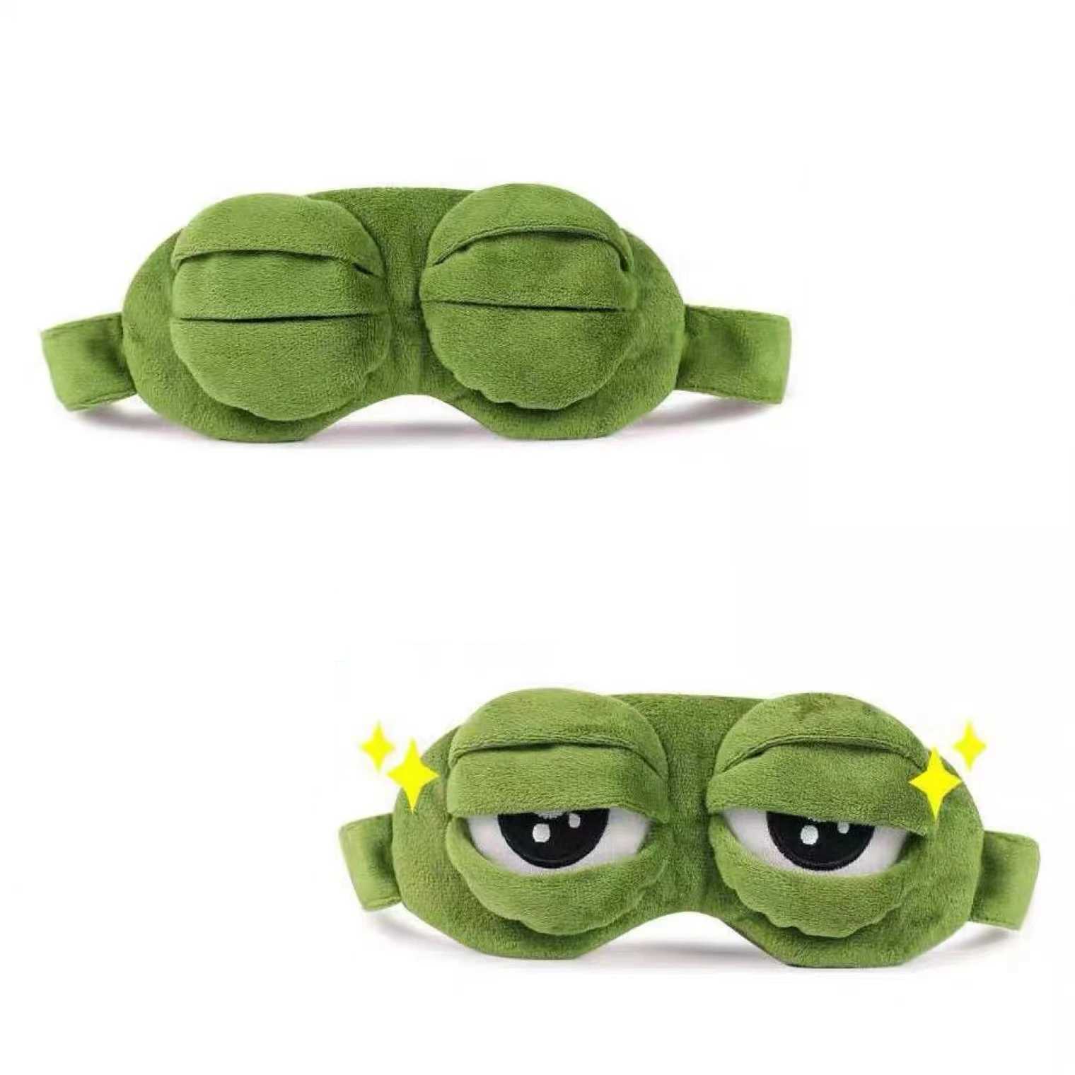 Sad Frog Sleep Mask Eyeshade P Eye Cover Travel Relax Gift Blindfold Cute Patches Cartoon Sleeping Mask for AdultXJ250103