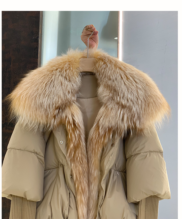 2024 New Autumn Winter Goose Down Jacket Warm Women Coat Oversized Real Fox Fur Collar Thick Fashion Outerwear
