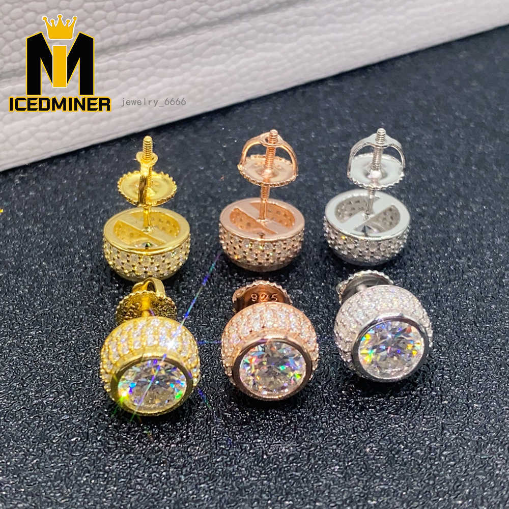 6mm Moissanite Earrings For Women Iced Out Ear Studs Pass Diamonds Tester Hip Hop Jewelry With GRA Fashion Earrings Women
