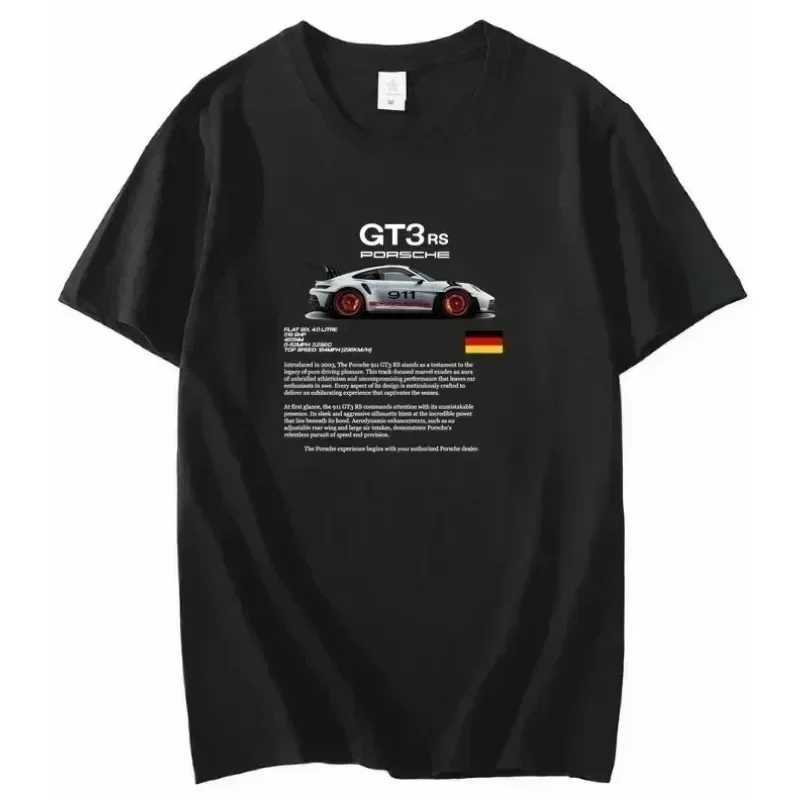 Mens Printed Pattern Car Letter Print T-shirt Perfect Never Ends GT3-RS Printed Cotton Short Sleeve Casual 911 Loose T-shirtXJ240102