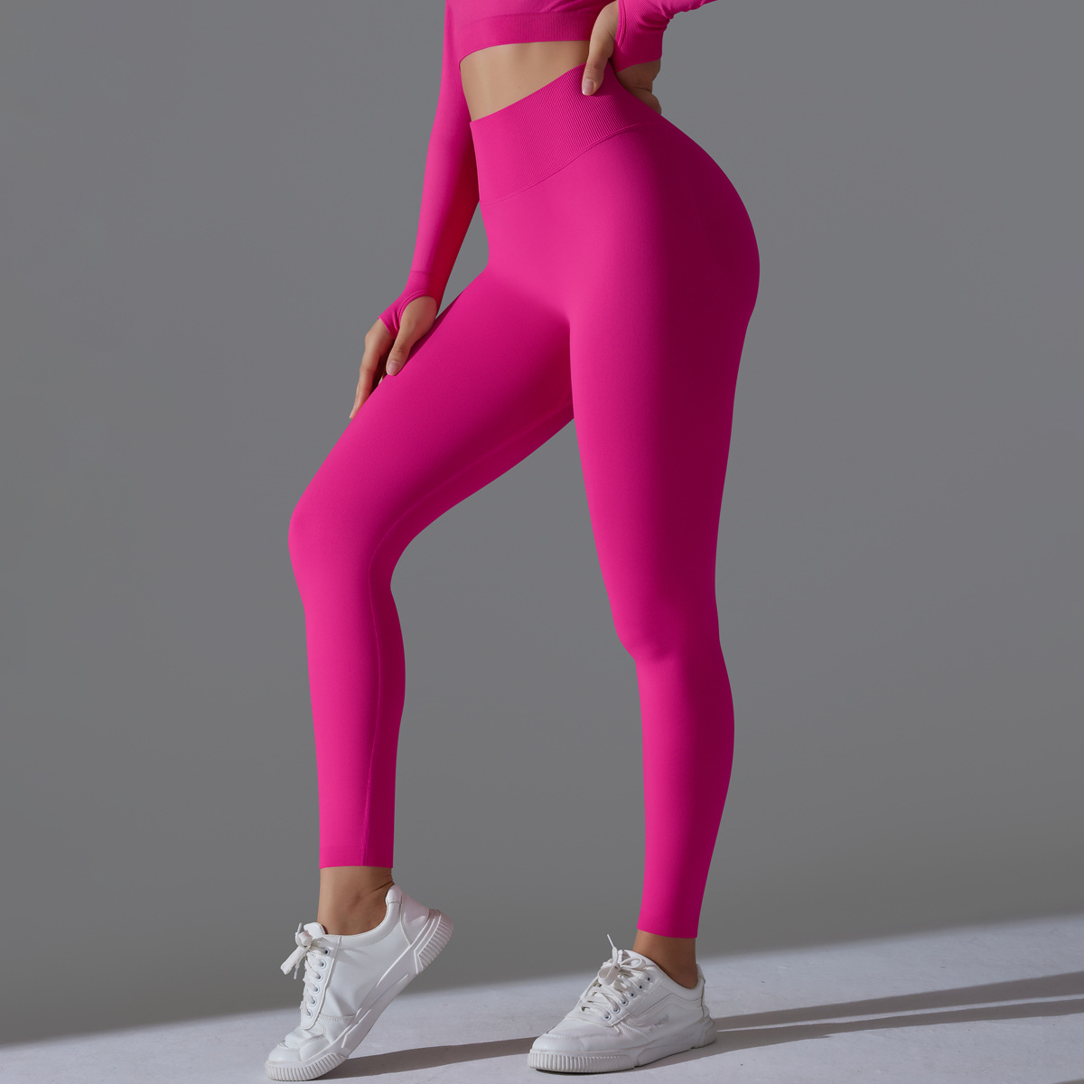Designer Fashion Women's Solid Color Seamless Knitted Tight Yoga Pants Peach Hip Lifting Exercise Three Point High Waist Outerwear Quick drying F