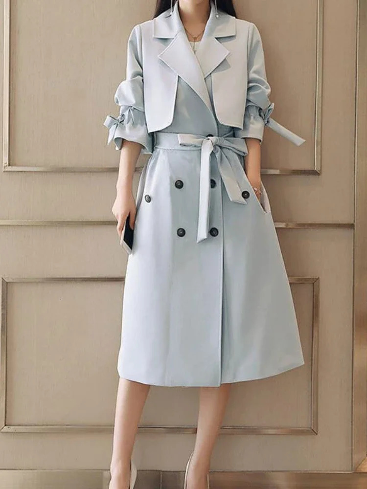 Windbreaker Womens Mid Length Version 2024 Spring Autumn Clothes Trend College Wind Thin Coat Clothes Trenchcoat S-XXXL 241224