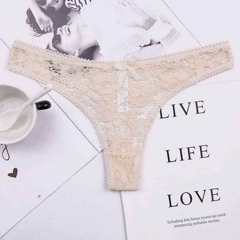 Sexy underwear womens lace silk underwear low waist V-waist fabric cotton crotch breathable fast drying sports underwear W250103