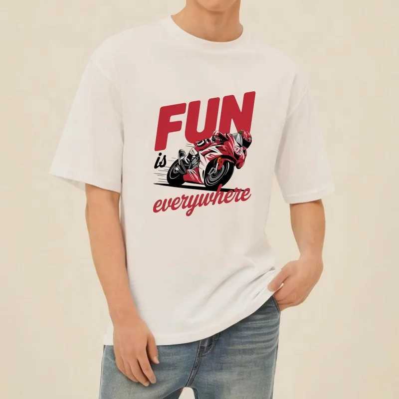 T Shirt For Men Women Summer Cotton Motorcycle Pattern White Blank Tshirts O-neck Men Clothing Mens Womens Crew Neck T-shirtXJ240102