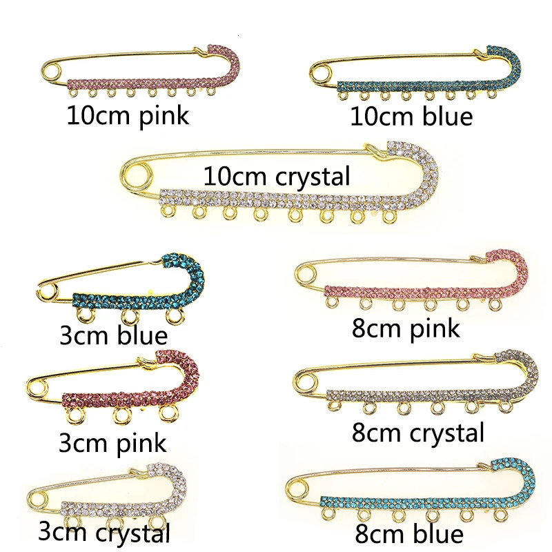 pins for kids big 4cm 5cm 8 cm10 cm with loops Safety pink blue crystal rhinestone Mash Pin small Brooch baby pin 250103