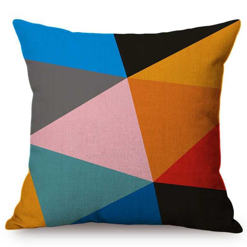 Nordic Abstract Geometry Stripe Design Home Decoration Sofa Throw Pillow Case Memphis Geometric Style Cotton Linen Cushion CoverXJ250102