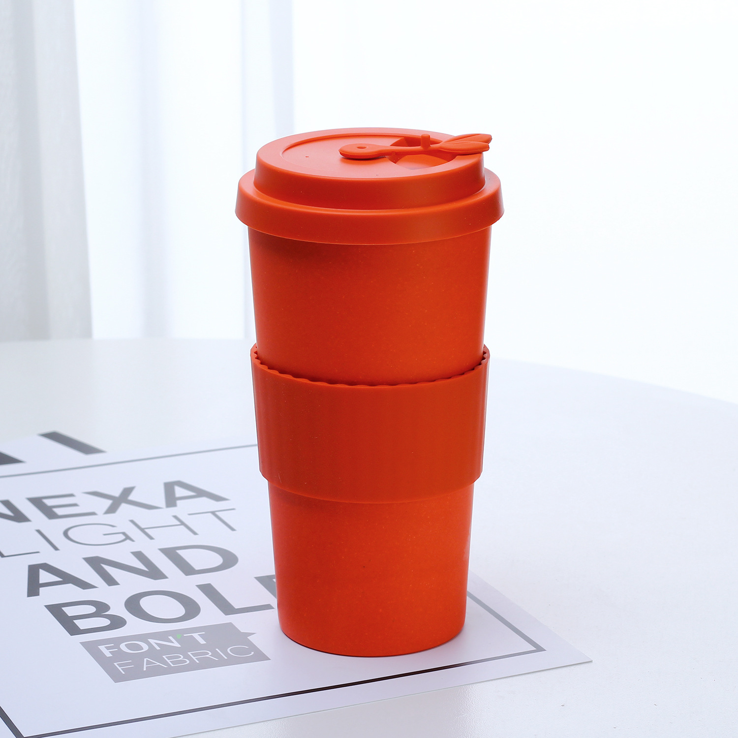Travel Friendly Bamboo Fiber Tumbler with Lid Reusable Coffee and Juice Mug 500ml)