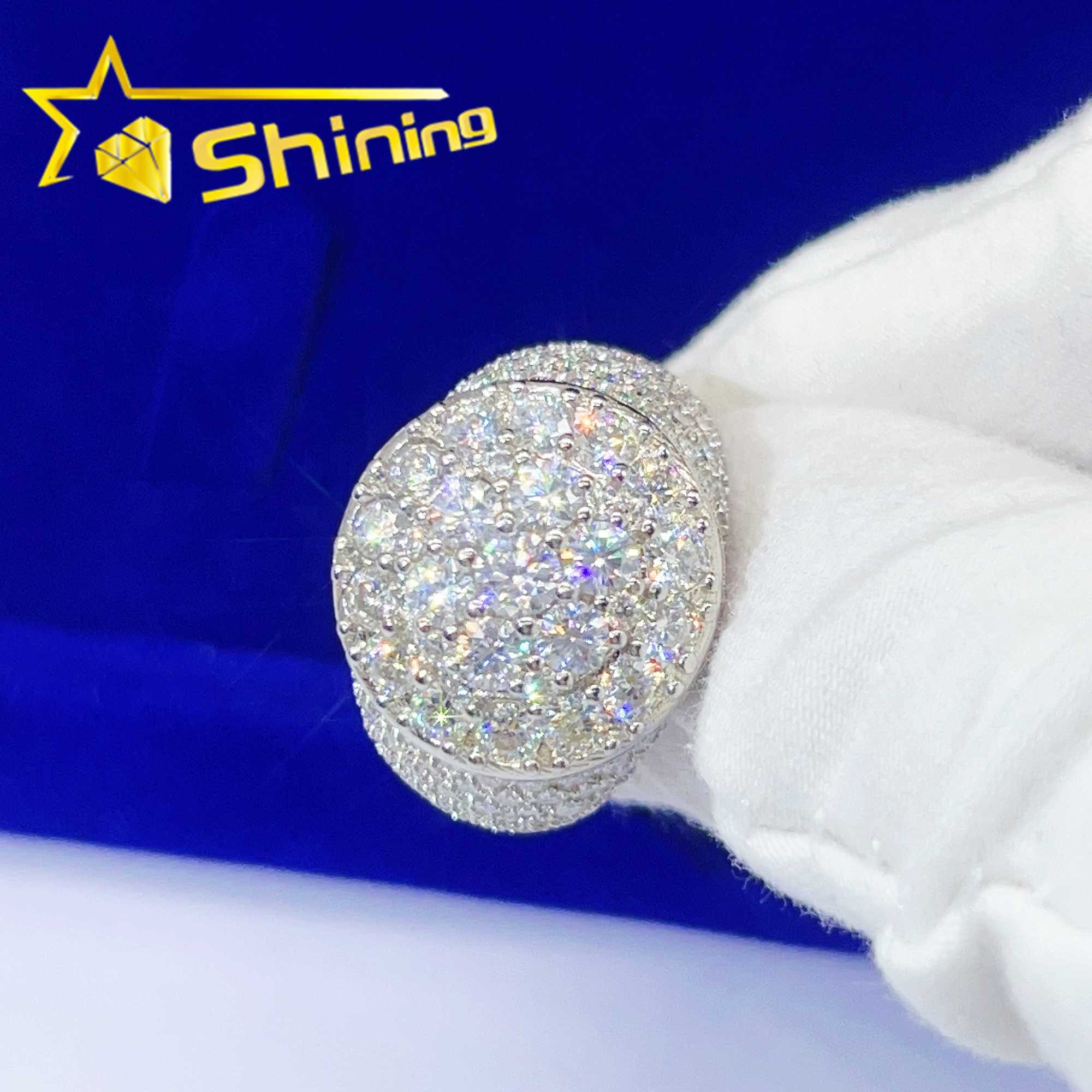 Wholesale price baguette hip hop men gold plated sterg sier pass dia tester moissanite iced out ring