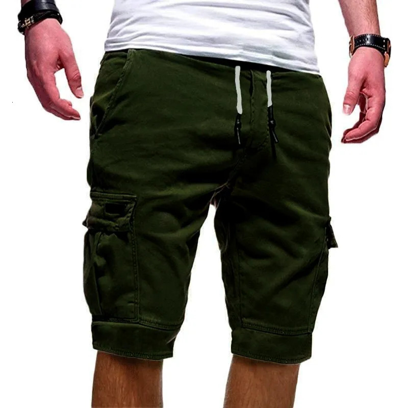 Summer Y2K Harajuku All Match Trousers Solid Color Streetwear Elegant Fashion Half Pants Multi Pocket Shorts Mens Clothing 250103