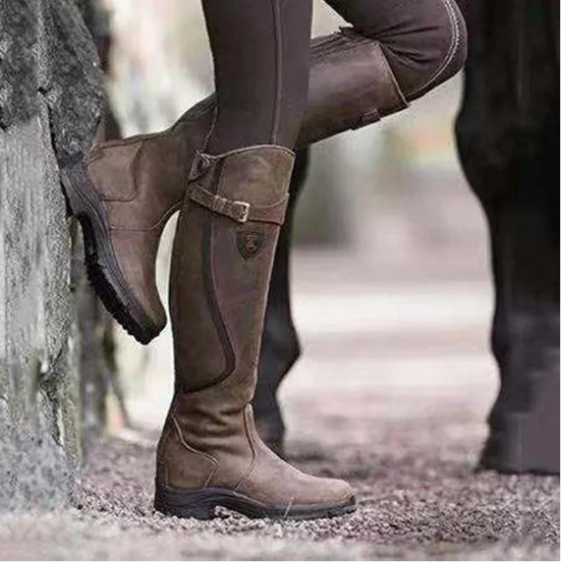Boots Women Knee High Heels Long Suede Knee-High Square Thigh Hig Plus size womens leather boots Riding boots Motorcycle boots 250102