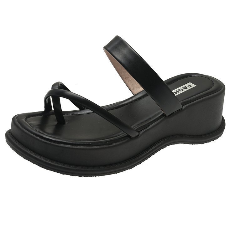 Ddmywed Toe In Summer New Style Square Toe Clip On One-Piece Slippers With Sloping Heel And Thick Sole Sandals For Women Chinese Brand Shoes F0103-24.