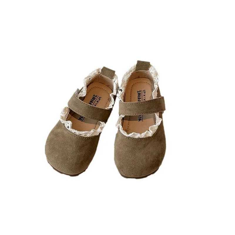 Soft hook and loop anti slip childrens single shoes autumn childrens flat shoes shallow pleated edges childrens princess shoes M250103