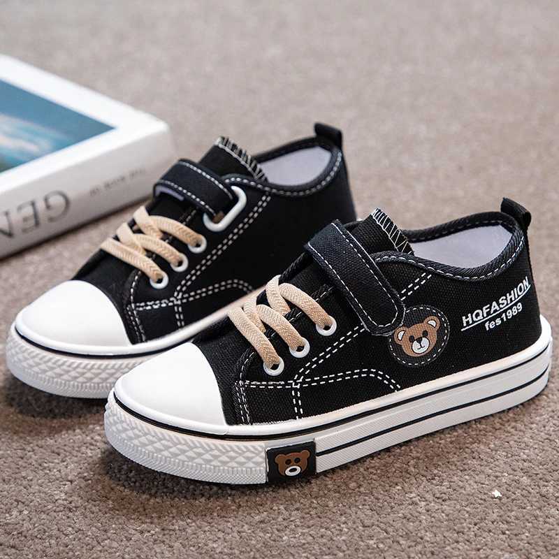 Childrens canvas shoes boys sports shoes bear print casual school shoes 4-8 year lightweight flat boys tennis shoes M250103