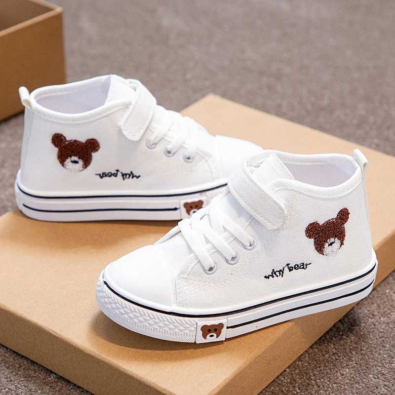 Canvas Shoes for Girls Bear Pattern Top Sports Shoes Summer Breathable Childrens Running Sports Tennis Shoes Childrens Sports Shoes M250103