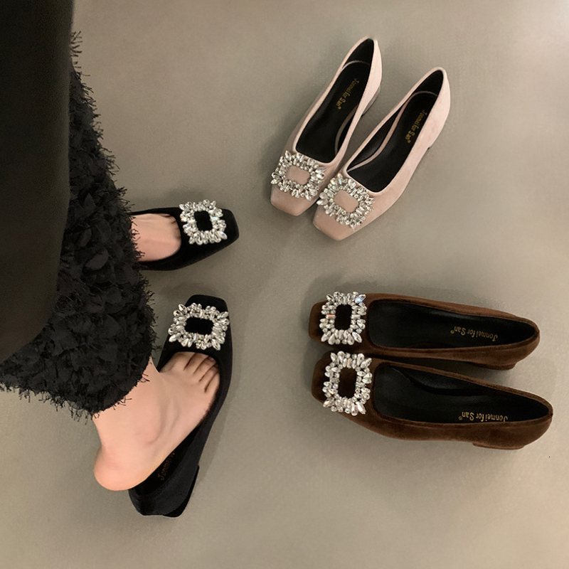 2024 New Women's Heeled Single Fashion Rhie Square Toe Thick Heel Pumps Ladies Shallow Work Shoes Atos De Mujer