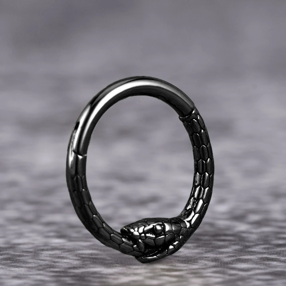 Vankula 1PCS 16G 8mm Stainless Steel Segment Snakes Nose Rings Cartilage Clicker Hoop Earrings for Women Hypoallergenic 250103