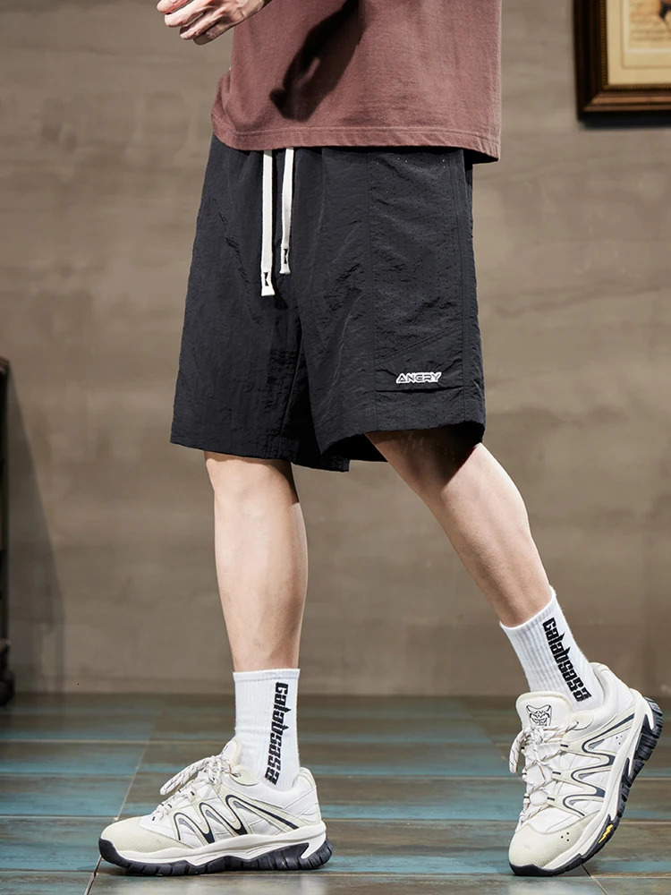 Ultra thin mens cargo shorts elastic waist casual outdoor sports pants straight loose military green gray shorts 250102