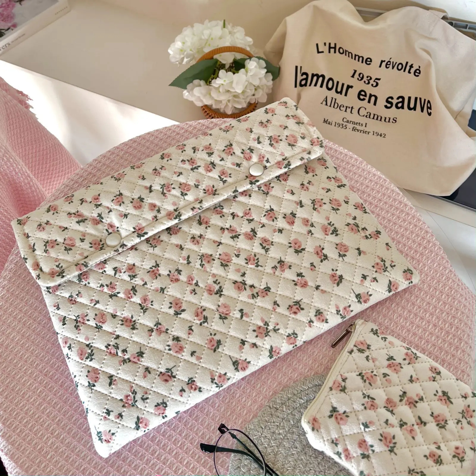 Ins Floral Laptop Sleeve Computer Carrying Case Bag 13 13.3 14 14.1 Inch Portable Table Pc Case 9 10 11 Inch Cover Bags Mac Book 250102