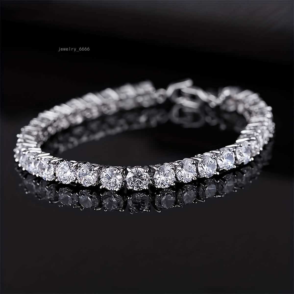 3mm Moissanite Tennis Chain 925 White Gold Plated Pass Diamond Tester VVS Tennis Bracelet