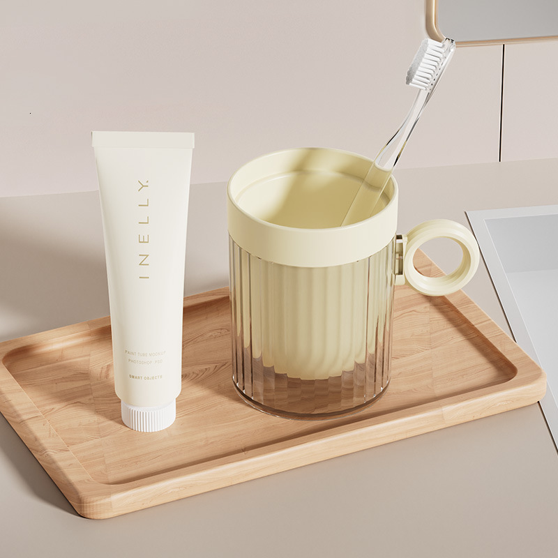 Elegant Transparent Toothbrush Cup Set for Couples