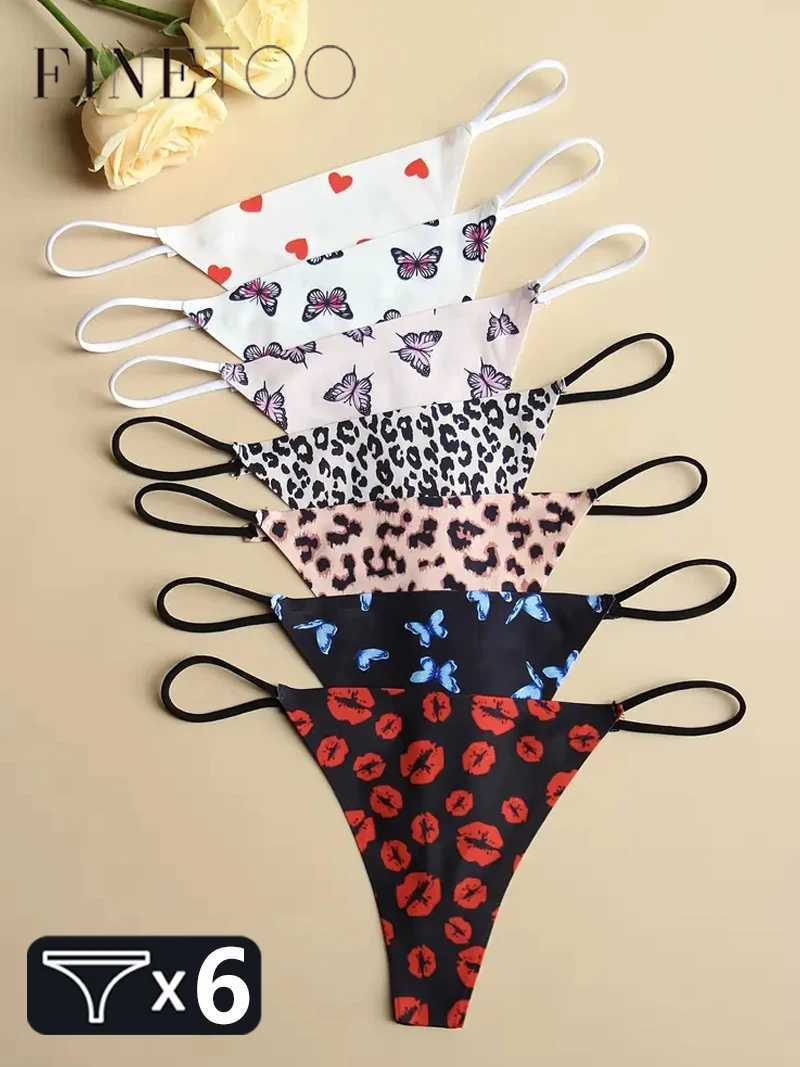 FINETOO 6-piece seamless printing thong sexy and comfortable breathable stretch intimate underwear womens underwear and lingerie W250103