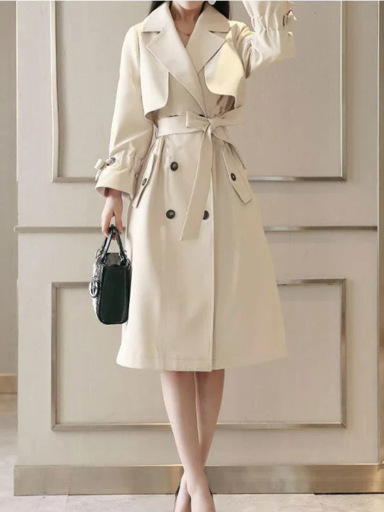 Windbreaker Womens Mid Length Version 2024 Spring Autumn Clothes Trend College Wind Thin Coat Clothes Trenchcoat S-XXXL 241224
