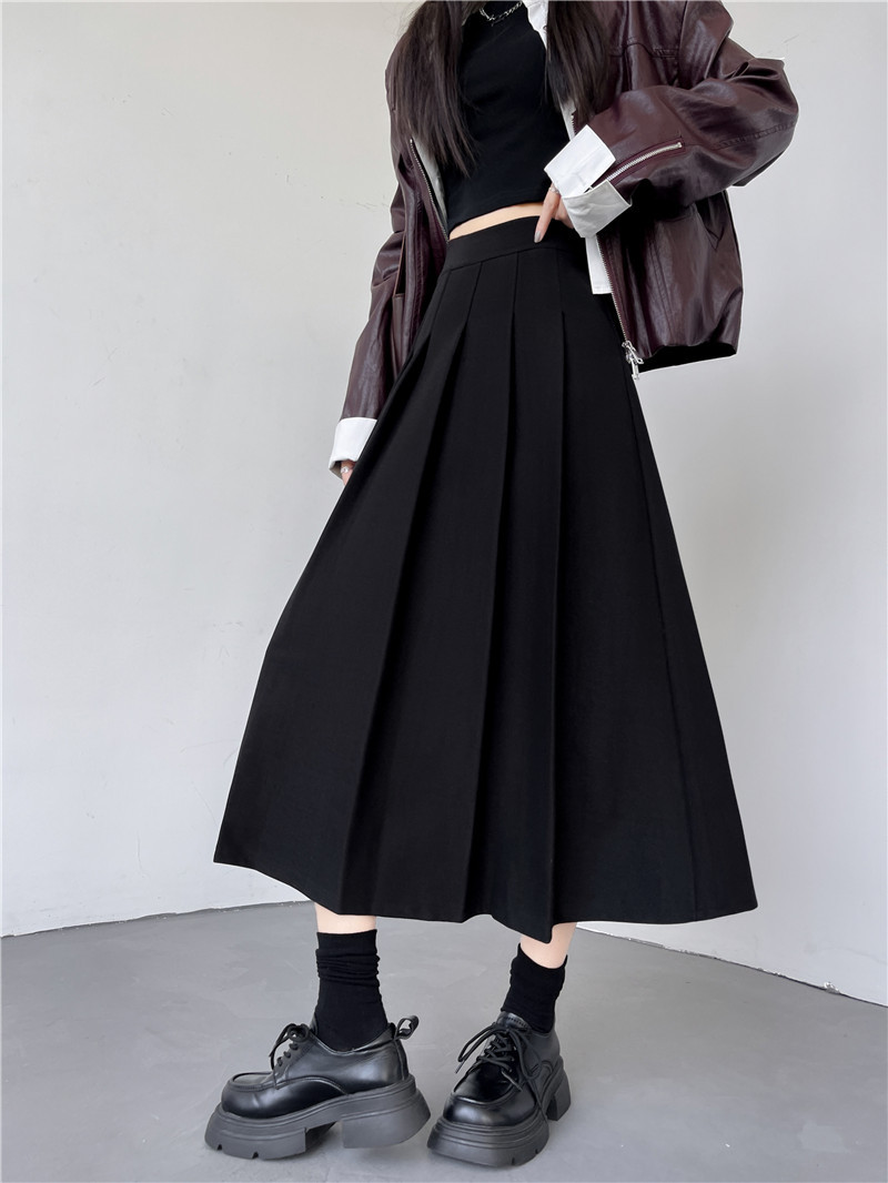 D16928 autumn and winter retro hot girl trend brand washed loose edge short round neck top skirt suit female