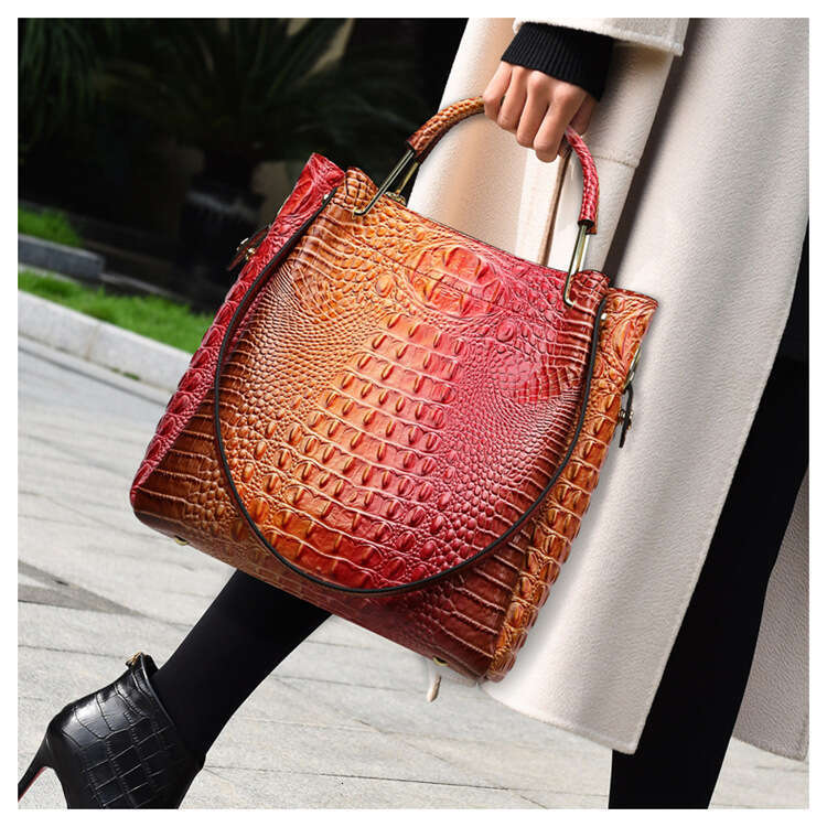 Women's Bags Handbag New Tote Fashionable Texture Colorful Crocodile Pattern Bucket Women's Bag
