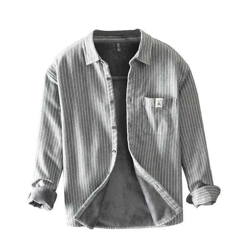 New Z53 Autumn/Winter Mens Thick Wool Long Sleeve Striped Jacket Single Size W250103
