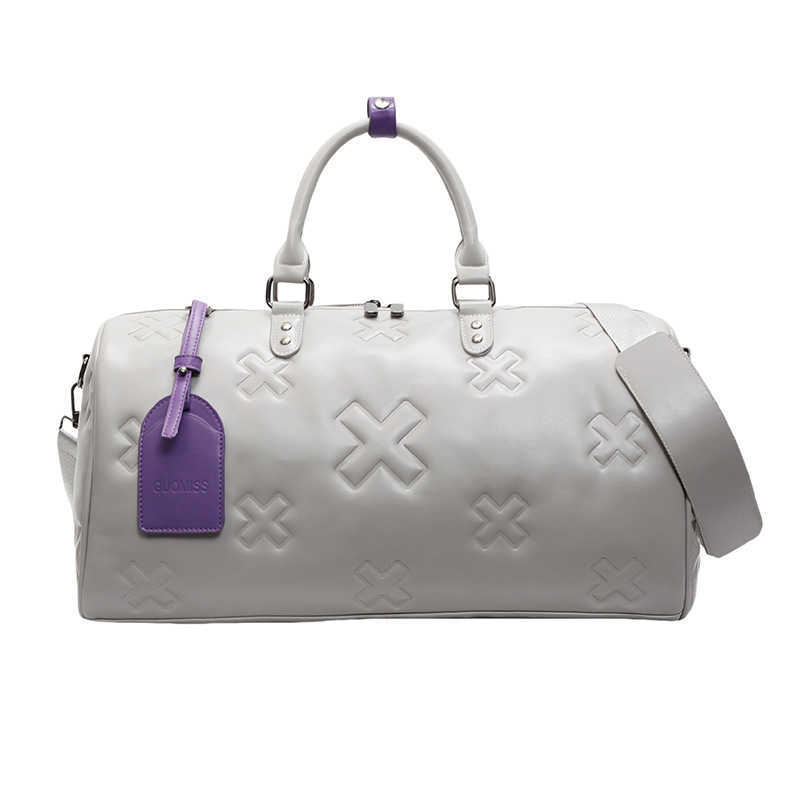 Fashionable PU embossed travel bag, women's handheld large capacity boarding bag, business travel sports, dry wet separation storage, fitness bag