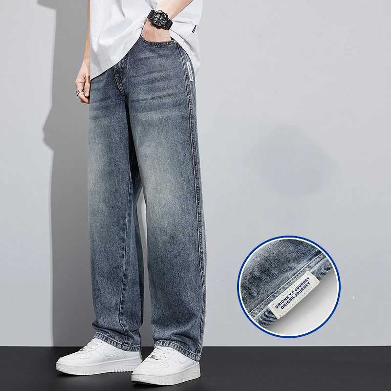 Wide leg fashionable denim jeans for summer and autumn high-quality casual pants for men thin pants loose fit W250103